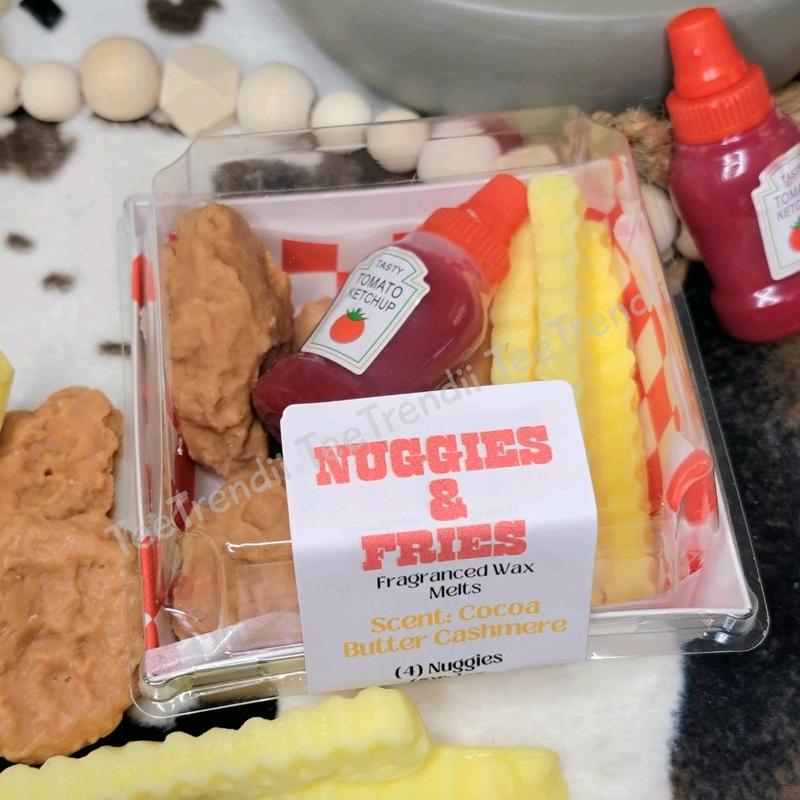 Nuggie & Fries Wax Melts Combo with Ketchup Squeeze Bottle - Cocoa Butter Cashmere Scent - Candle, Decor