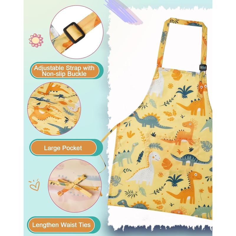 2 Pack  Apron Girls Boys for Cooking, Waterproof Art Apron with Pockets for Painting Cooking Baking