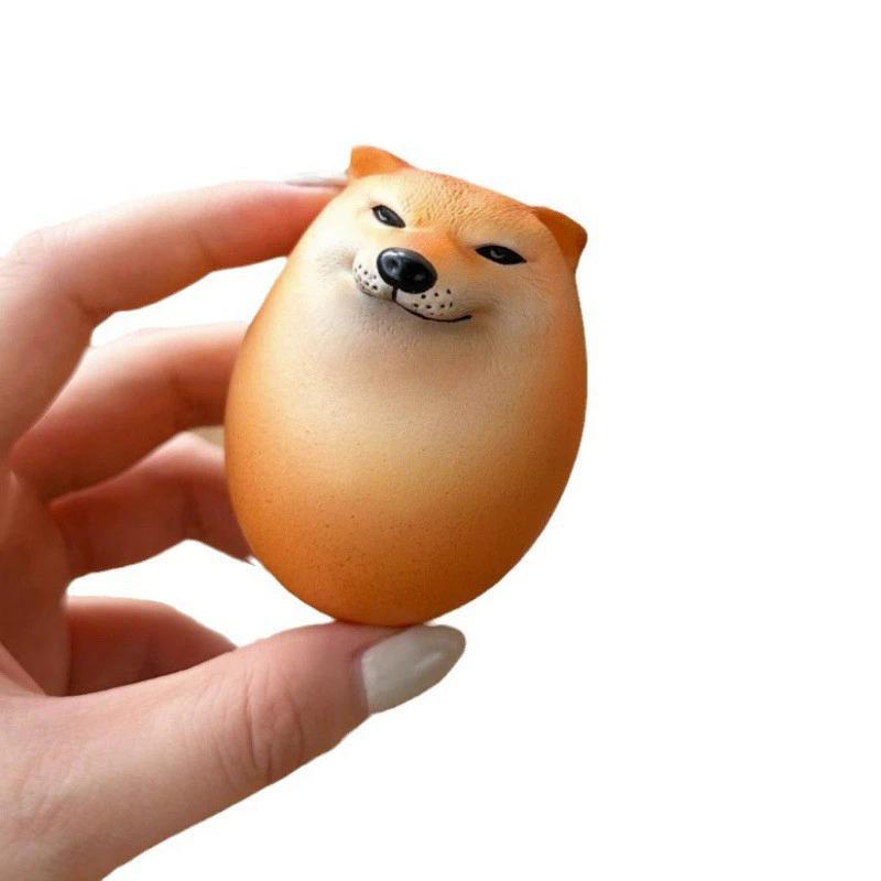 Slow Rebound Dog Egg Squishy Figure - Original Authentic Egg Shaped Shiba Inu Sand Sculpture Toy, Cute Desk Decor, Collectible Figure