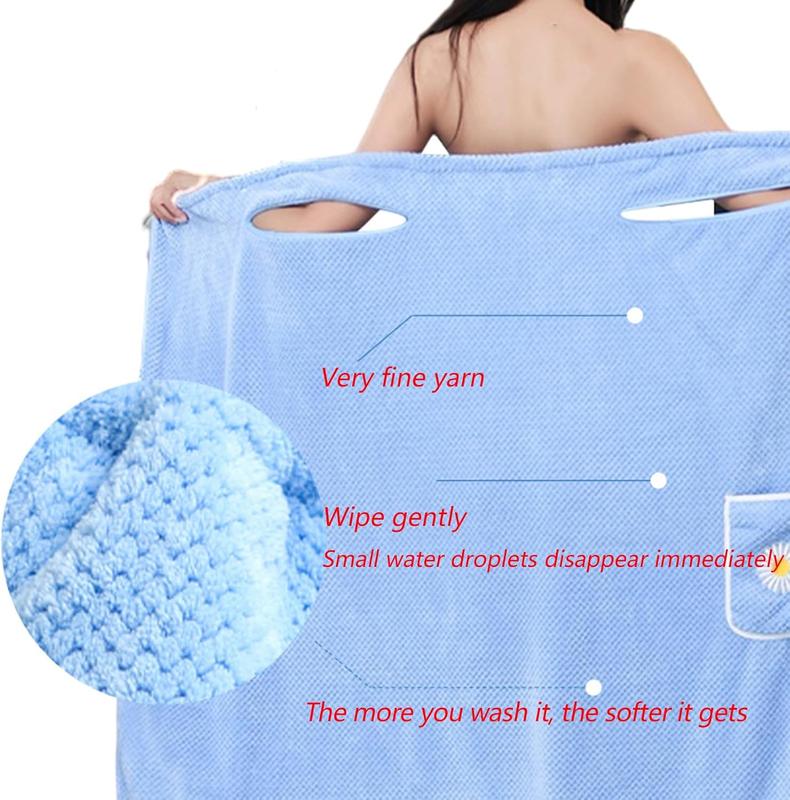 Coral Fleece Plus Size Wearable Bath Towel with Adjustable Wrap for Women After Shower - Home Hotel Sauna Beach Pool Gym Travel Cotton Cover Cozy