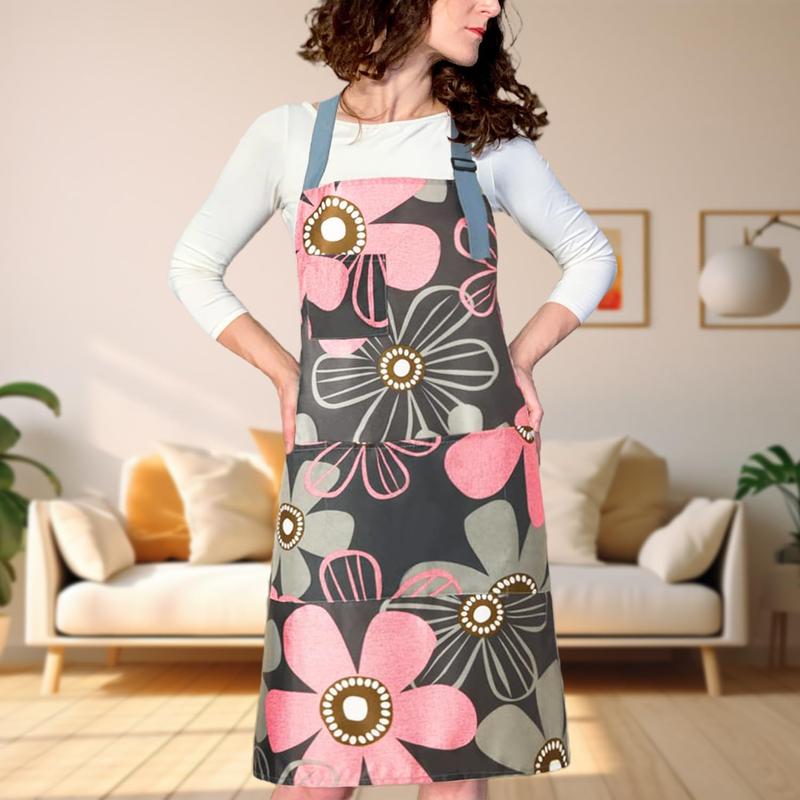 2 Count  Kitchen Apron, Cooking Apron for Women, Adjustable Chef Apron,  Aprons with 4 Pockets for Home Kitchen Baking Gardening