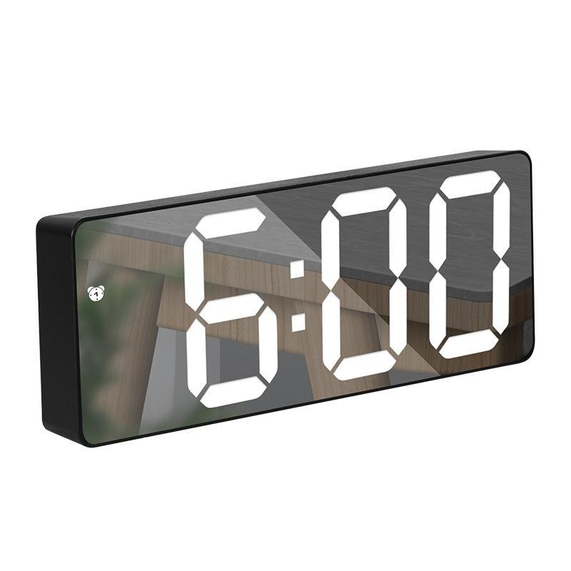 Led Mirror Alarm Clock, 1 Count Modern Exquisite Sound Control Battery Powered Digital Clock, Desktop Electronic Clock for Bedroom Office Home Decor(without Battery)