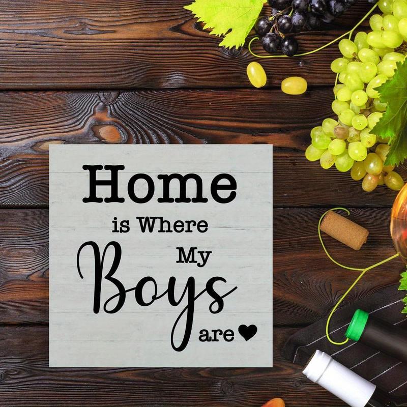 Home Is Where My Boys Are PVC Sign, Funny Gifts Ideas for Mom, Table Centrepieces, Home Family Living Room Bedroom Decor, Festive Decorations