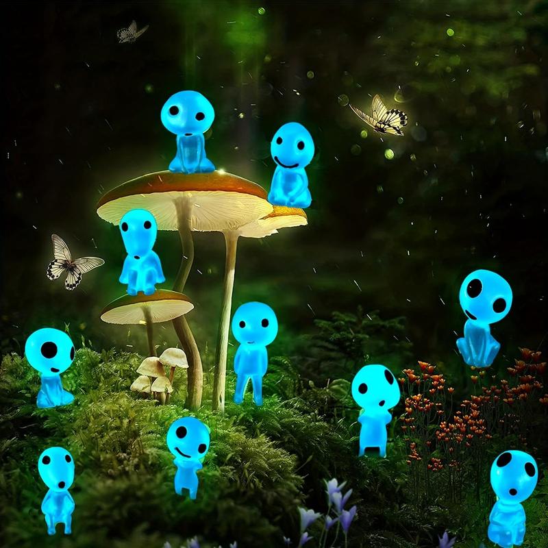 Luminous Ghost Elf Miniature Ornament, 10pcs set Glow in The Dark Mini Ghost Elf Decoration, DIY Mini Toy for Micro Landscape Home Decoration, Glow in The Dark Toy, Christmas, Christmas Gift