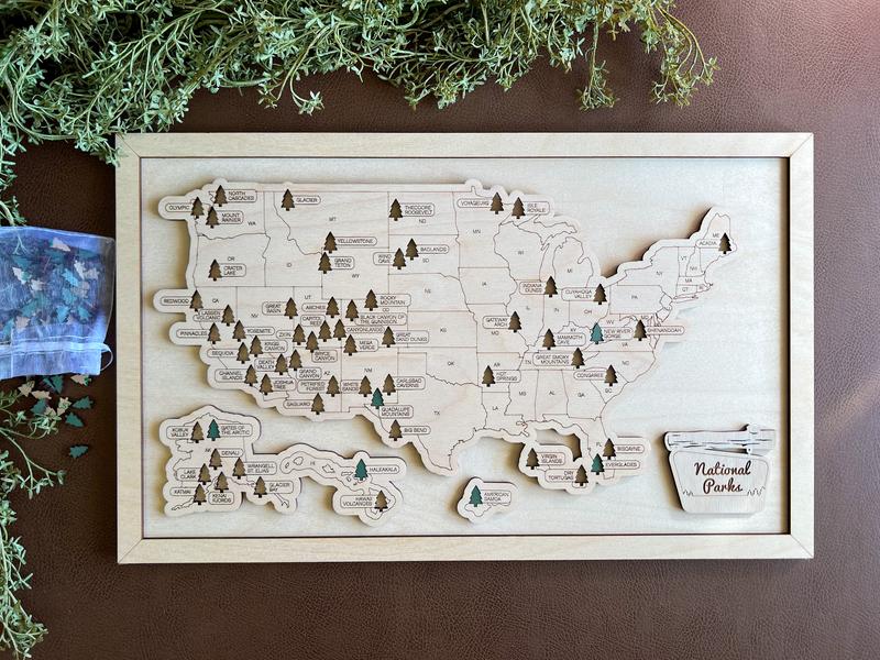 NATIONAL PARK - Bucket List Travel Map, National Parks Gift, Gift for Camper, Travel Map Decor Decoration