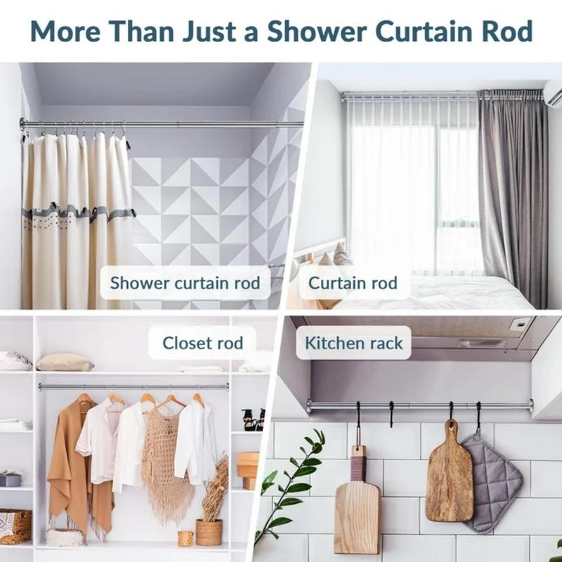 AmazerBath Spring Tension Shower Curtain Rod, 31-75 Inches Heavy Duty Shower Curtain Rod Rust Proof Bathroom Curtain Rod