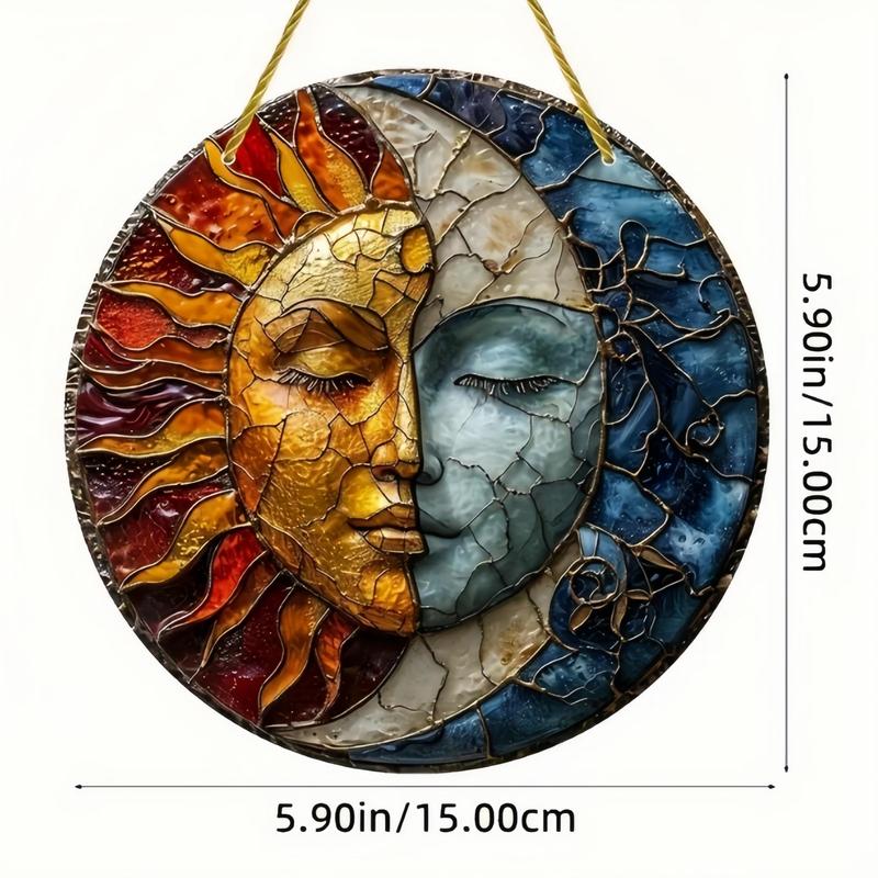 Sun & Moon Design Hanging Decor, 1 Count Acrylic Hanging Ornament, Hanging Decor for Home Garden Yard House, Gift for Family and Friends