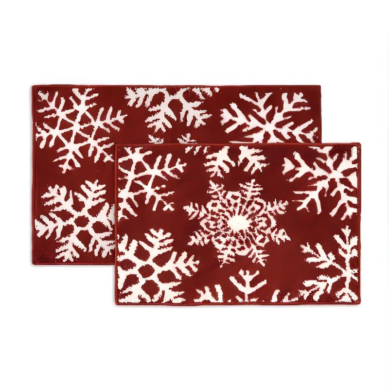 Christmas Bathroom Rugs Sets 2 Piece, Extra Soft & Absorbent, Non Slip Shower Mat, Machine Washable - Snowflake