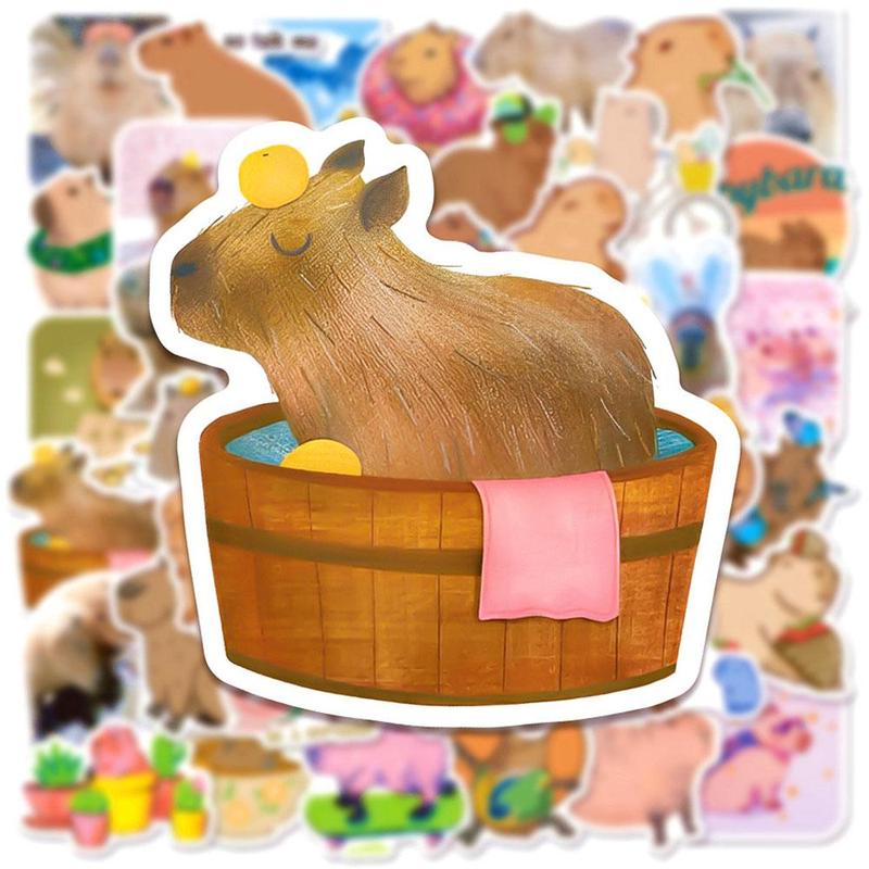 Capybara Series Graffiti Stickers, 50pcs set Waterproof Self Adhesive Decor Sticker, DIY Decals for Gift Greeting Card Water Bottle Laptop Phone