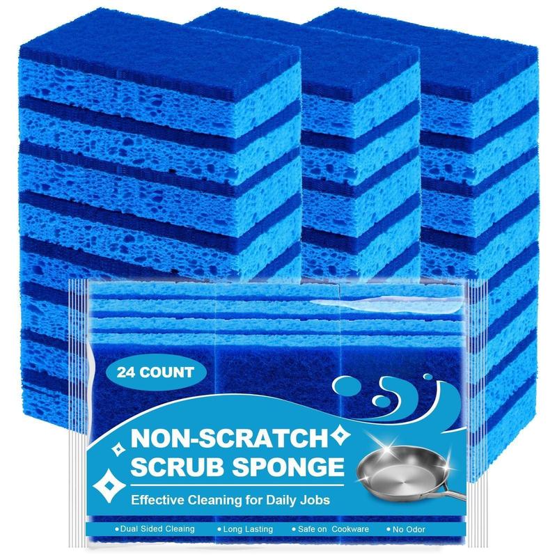 Sponges Kitchen 24pcs, Non-Scratch Scrub Dish Sponges, Safe on Non-Stick Cookware,Dual Sided Cleaning Sponges for Kitchen,Household,Bathroom and More