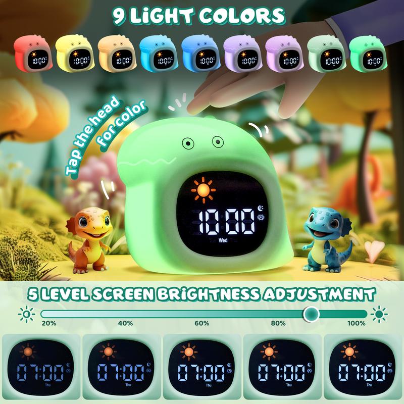 JoyCat Alarm Clock with 9 Colors Night Light, Digital Clock for Bedrooms, 20 White Noise Sound Machine for Sleeping, LED Digital Display Clock Decor