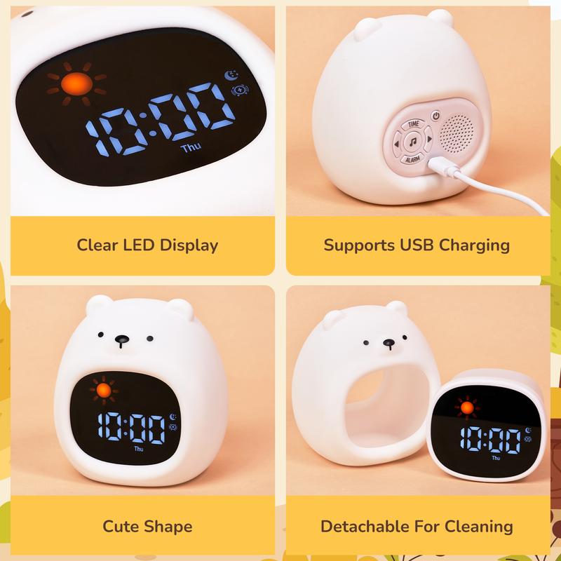 JoyCat Alarm Clock with 9 Colors Night Light, Digital Clock for Bedrooms, 20 White Noise Sound Machine for Sleeping, LED Digital Display Clock Decor