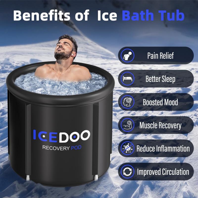 Cold Water Therapy Training Tub, 119 Gal Capacity Ice Bathtub, Inflatable Cold Plunge Tub for Outdoor, Indoor, Gyms