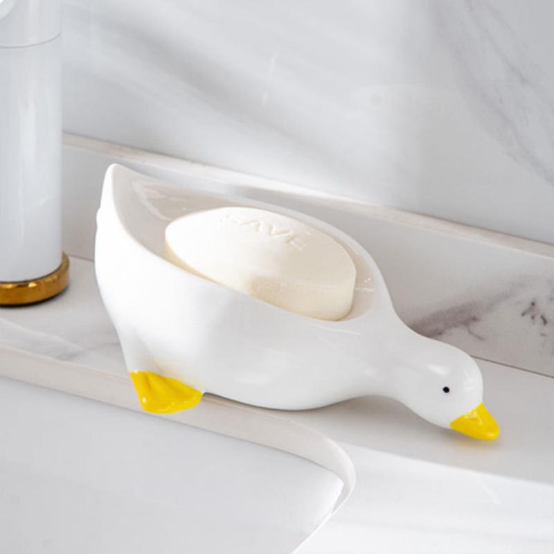 Yellow Duck Shape Soap Box Cartoon Soap Dish Drainable Soap Holder Soap Container Soap Dish For Tray Bathroom Accessories