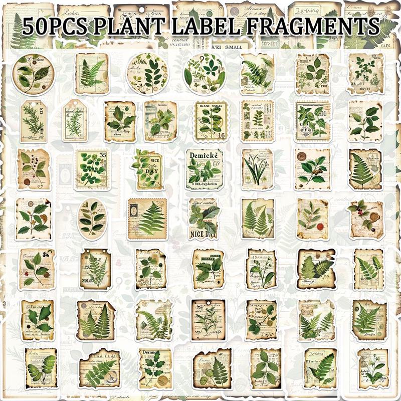 Plant Label Sticker, 50pcs set Creative Cartoon Decorative Sticker, Creative Decals for Water Bottle, Laptop, Phone Case, Scrapbooking, Journal Making