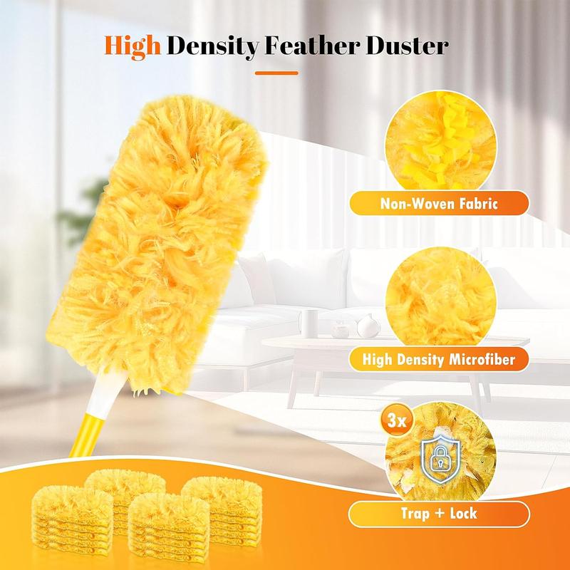 20 Count 360 Duster Pads for Swiffer Duster Refill, Multisurface Heavy Duty Duster Replacements with 1 Handle, Disposable Feather Dusters for Cleaning Pet Set