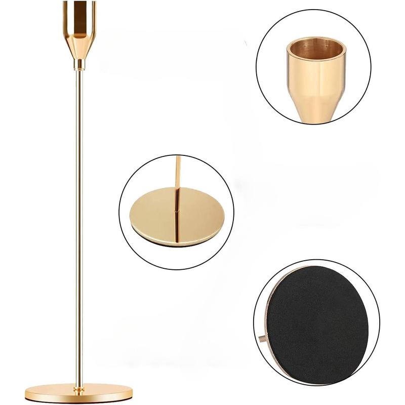 Gold Taper Candle Holder Set of 6, Brass Gold Tall Candlestick Holders, Candle Stickers Long Holder Set, Pillar Decorative Candle Holder Fits 3 4 Inch Candle,Excellent Gift 2024 Ornaments