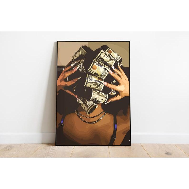 Black Art, Black Girl Art, Black Woman Wall Art, Black Wall Art, Black Woman Art, Black Girl Wall Art, Black Art Print, Money Art