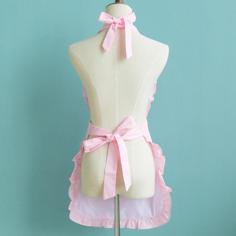 Cute Ruffle Trim Apron, Solid Color Kitchen Apron, Fashionable Cookware for Home Kitchen