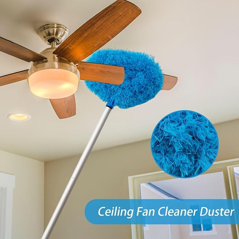 Telescopic Ceiling Fan & Dusting Brush Cleaner, Washable Microfiber Duster with Extension Rod for High Ceilings, Furniture, Blinds, Cars (Blue)