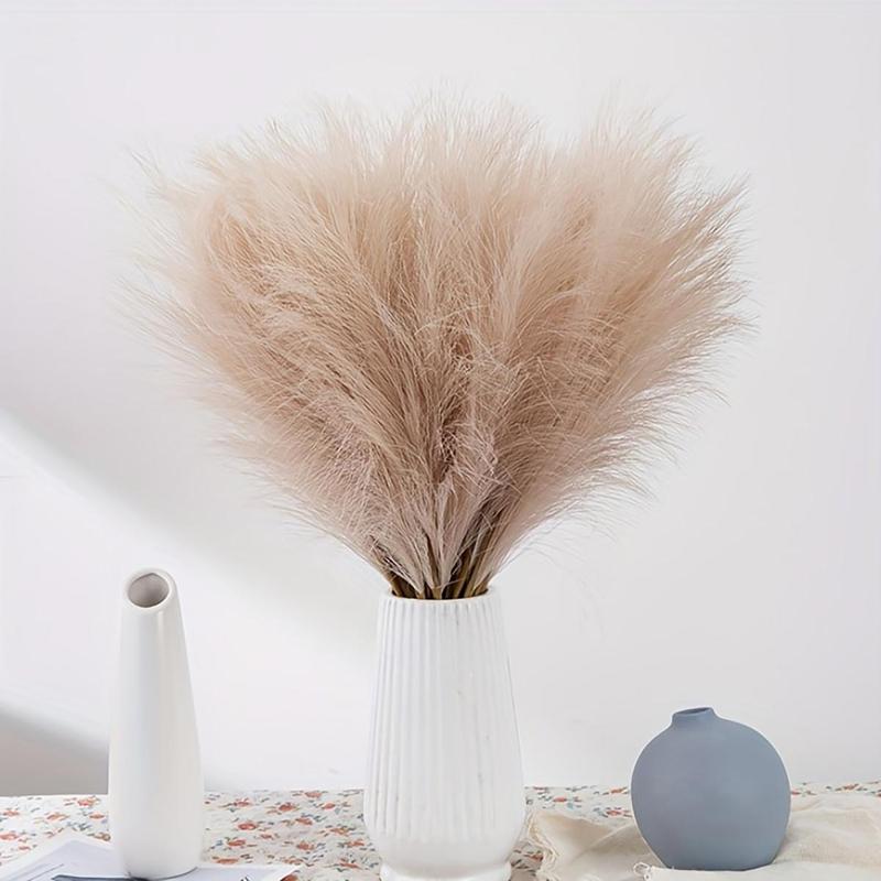 Artificial Pampas Grass without Vase, 10pcs set Fake Cortaderia Selloana, Decorative Plants for Home Kitchen Garden Party Photographing Flower Arrangement Vase Decor