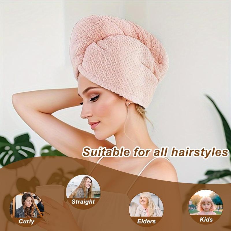 Microfiber Hair Towel Wrap, 5 Pack Soft Hair Drying Towel with Elastic Band, Drying Hair Wrap Towels for Curly, Hair Towel Wrap for Women, Fast Drying Hair Turban, Hair Turbans for Wet Hair