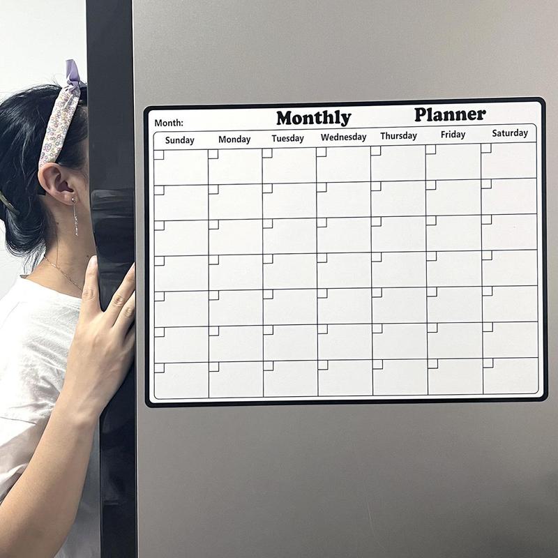 Dry Erase Fridge Magnetic Calendar, 1 Count Magnetic Monthly Planner, Magnetic Dry Erase Calendar, Kitchen Decor, Monthly Planner for Refrigerator