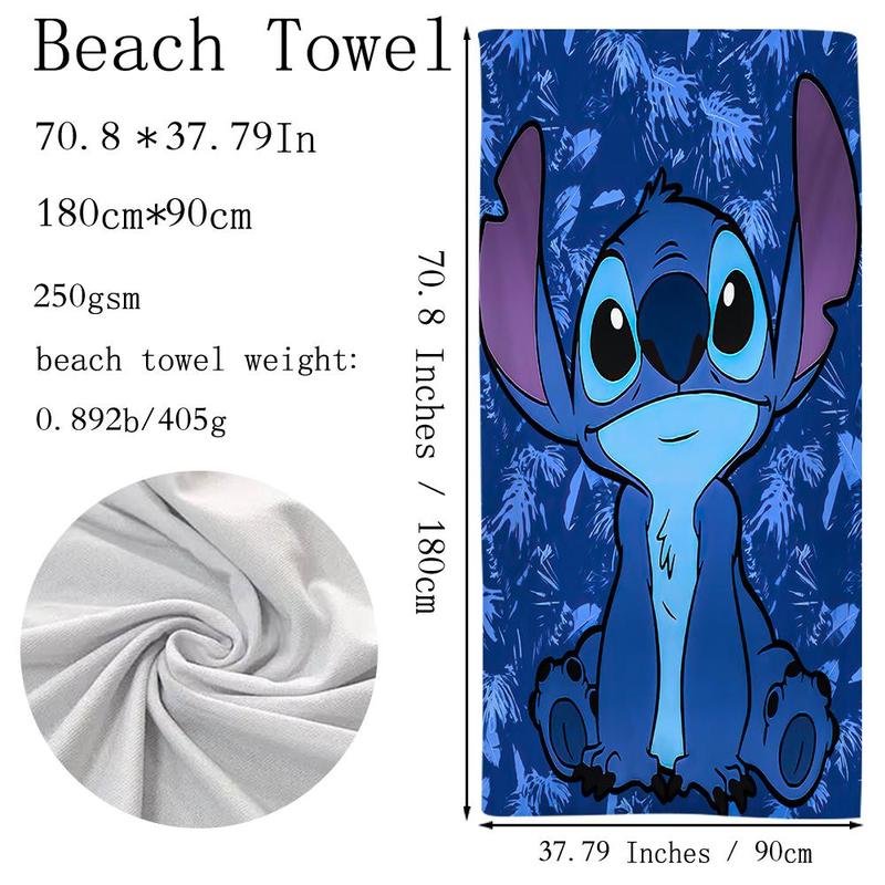 Beach Towel, 1 Count Cartoon Animal Pattern Beach Towel, Soft & Quick Drying Beach Towel, Travel Pool Yoga Cruise Camping Towel