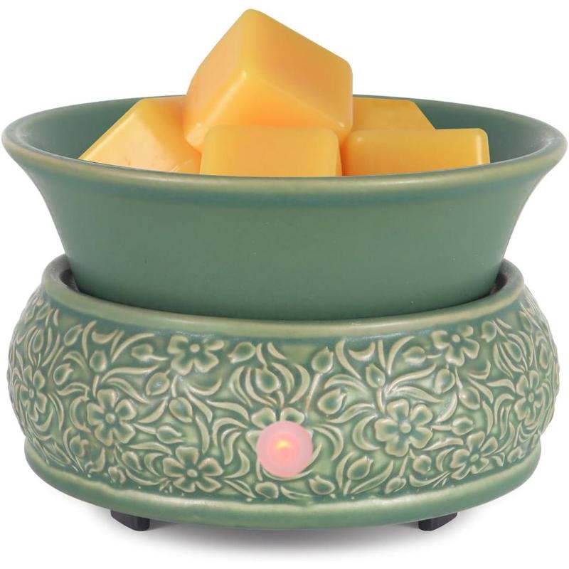 Wax Melt Warmer Ceramic Wax Warmer,3-1 Candle Wax Warmer for Scented Wax Burner Electric Wax Melter as Gifts for Moms Grandma Women Girls(Green) Decor Ornaments