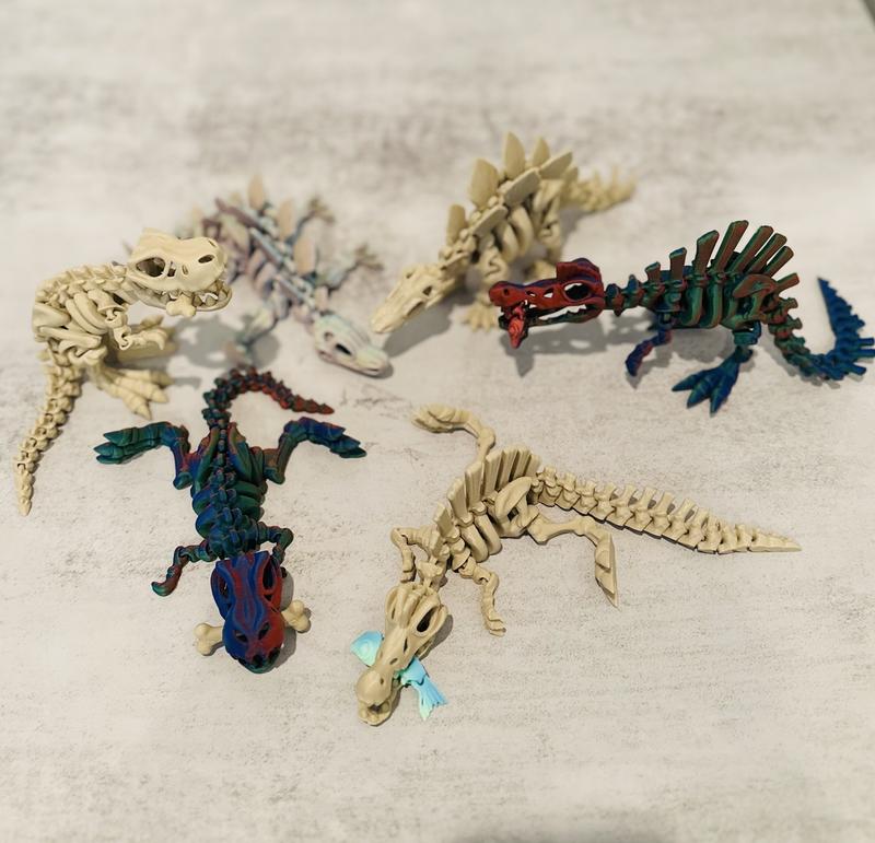 Dino Skeletons - Multicolored Variations- Desk Ornament - Gift Idea - 3D Printed