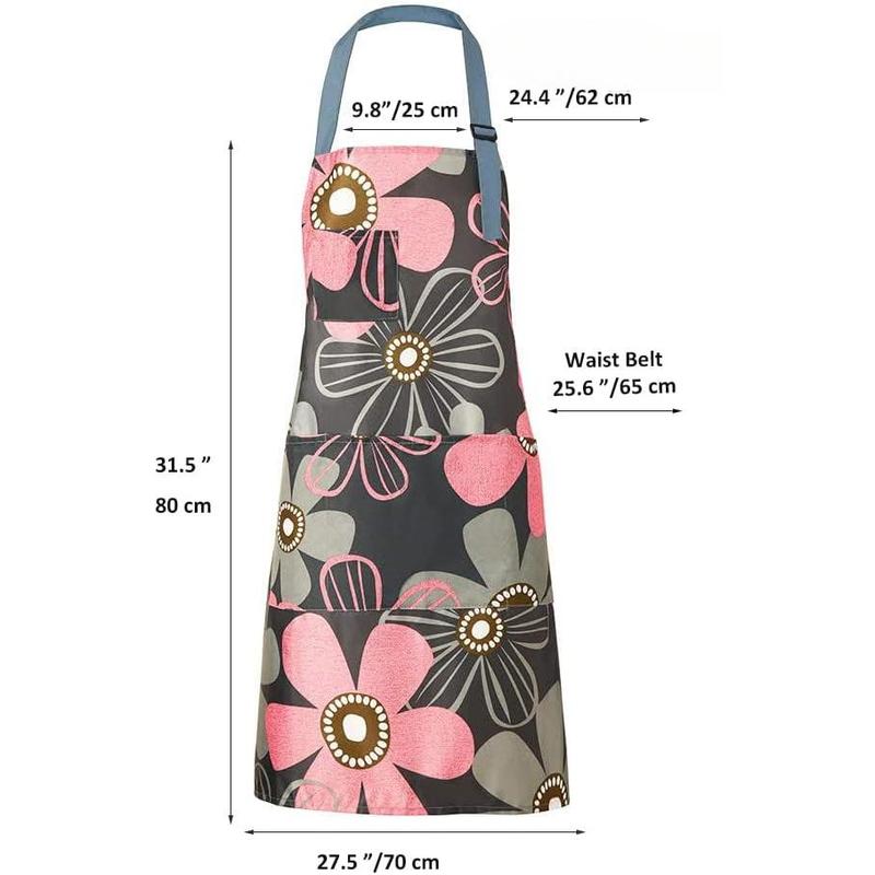 2 Count  Kitchen Apron, Cooking Apron for Women, Adjustable Chef Apron,  Aprons with 4 Pockets for Home Kitchen Baking Gardening