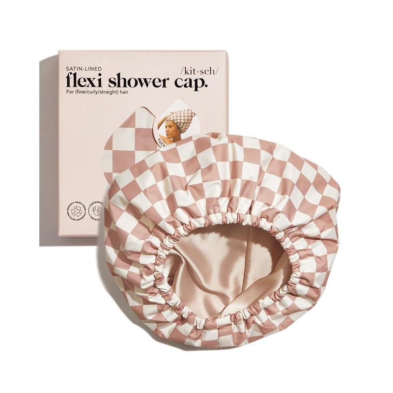 Shower Cap for Women Waterproof - Flexi Satin Lined Shower Cap, Reusable Shower Cap, Adjustable Hair Cap for Shower, Big Shower Bonnet, Large Waterproof Hair Shower Caps for Long Hair