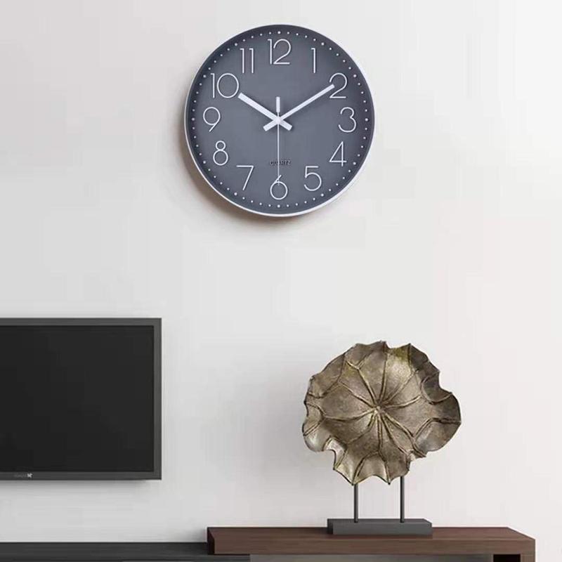 12 Inch Silent Non-Ticking Battery Operated Quality Quartz Round Wall Clock Modern Decor Clock for Home Office Bedroom,Traditional Glass and Plastic Wall Clock