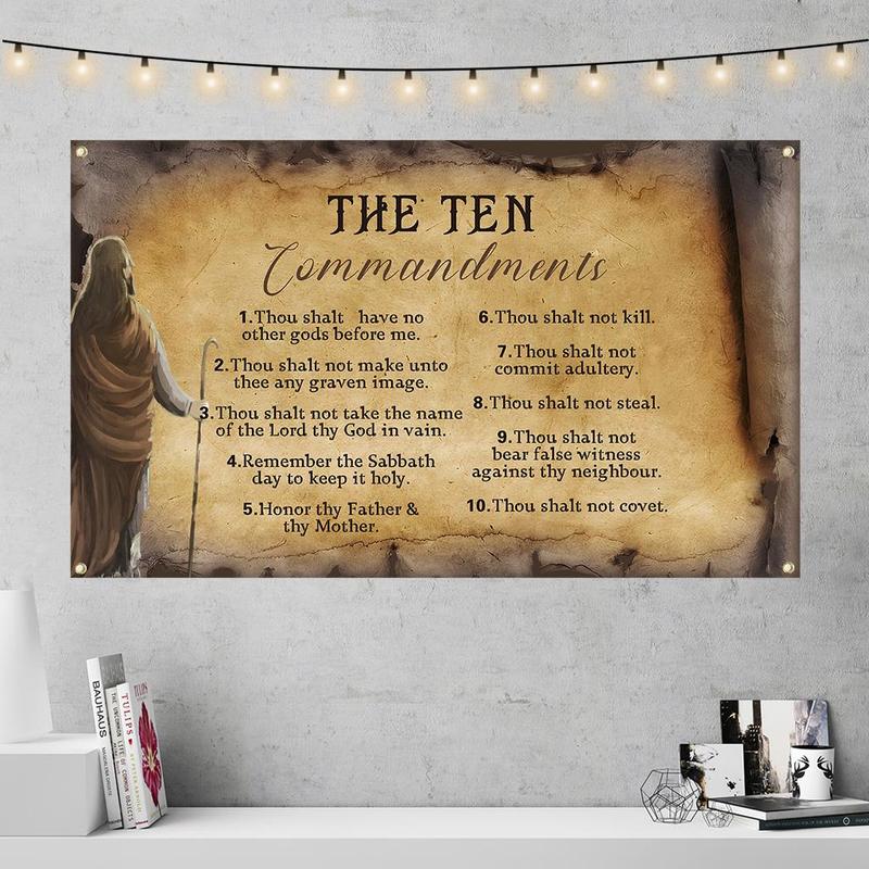 Vintage Christian Scriptures Letter & Man Pattern Wall Hanging Tapestry, 1 Count Retro Canvas Wall Art, Wall Decor for Home Living Room & Bedroom & Office