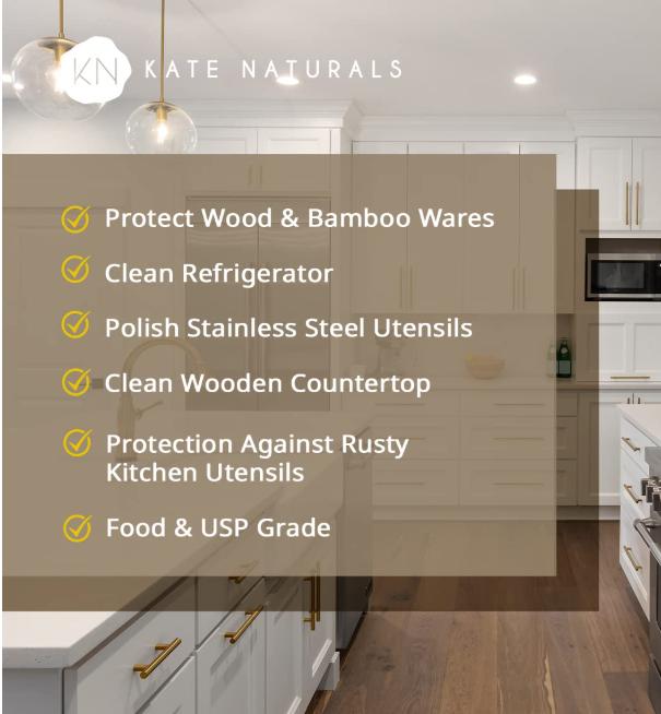 Kate Naturals Mineral Oil for Wood Cutting Board Oil, Butcher Block, and Knife