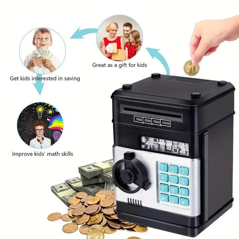 Mini ATM Piggy Bank for Real money, ATM Machine Bank for Kids Cash Coin Can ATM Bank Electronic Coin Money Bank for Kids-Hot Gift, Coin Recognition, Balance Calculator, Electronic Savings Safe Box, Electronic Password Code Money Banks for Children