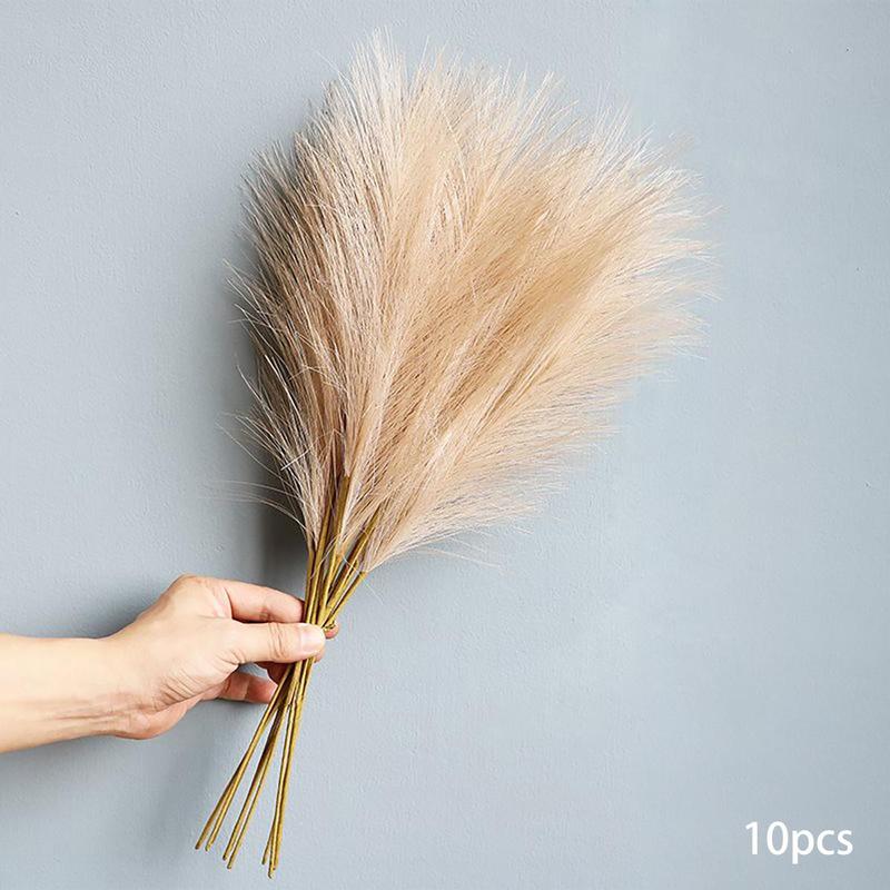 Artificial Pampas Grass without Vase, 10pcs set Fake Cortaderia Selloana, Decorative Plants for Home Kitchen Garden Party Photographing Flower Arrangement Vase Decor