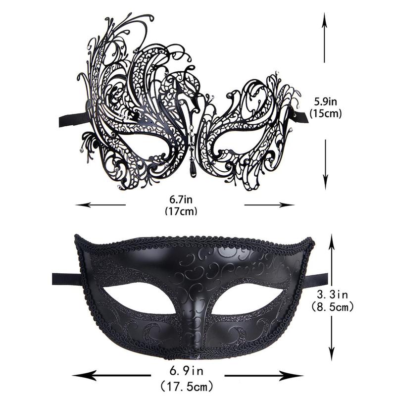 Couple Masquerade Mask Set, 1 Pair Venetian Style Party Mask, Costume Accessories, Party Props for Masquerade Cosplay Party, Gift for Mom