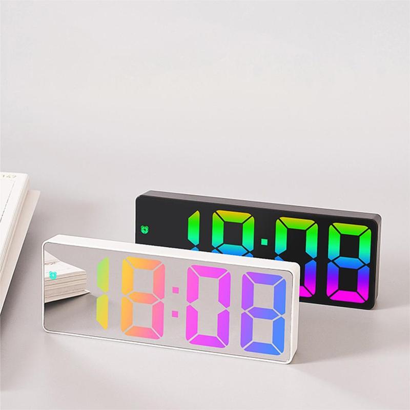 LED Electronic Alarm Clock without Battery, Modern Simple Mirror Clock, Desk Clock for Home Office, Digital Clock Decor, Fall Decor