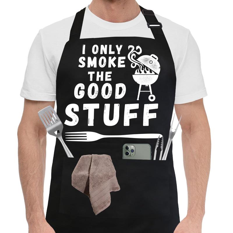 Funny Aprons for Men, BBQ Dad Apron with 2 Pockets Adjustable Neck Strap Cooking Grill Kitchen Aprons-Cool Father Birthday Christmas Gifts for Guys, Dad, Husband