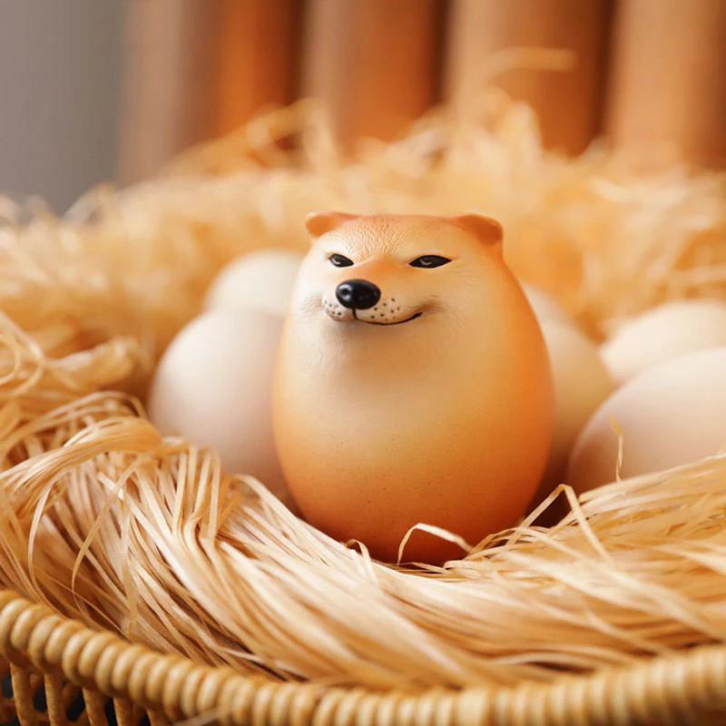 Slow Rebound Dog Egg Squishy Figure - Original Authentic Egg Shaped Shiba Inu Sand Sculpture Toy, Cute Desk Decor, Collectible Figure