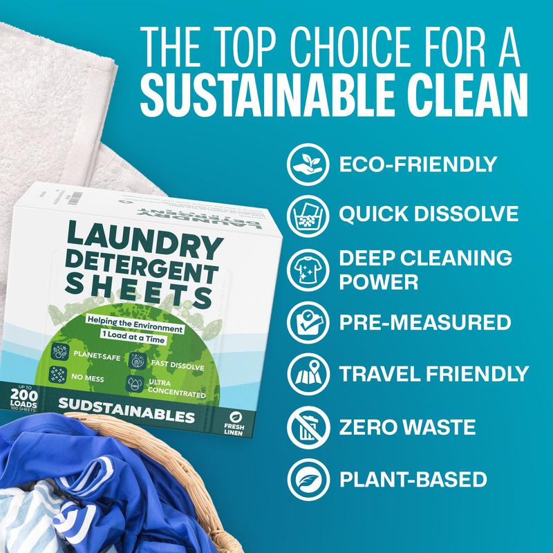 Laundry Detergent Sheets (100 sheets 200 loads)