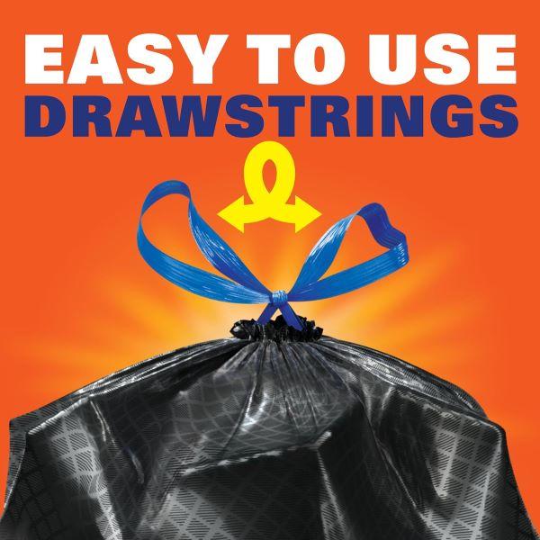 13 Gallon Trash Bags, Break Resistant Drawstring Enclosure, Continuous Odor Control, Blackout, Clean Burst Scent, 80 Bags