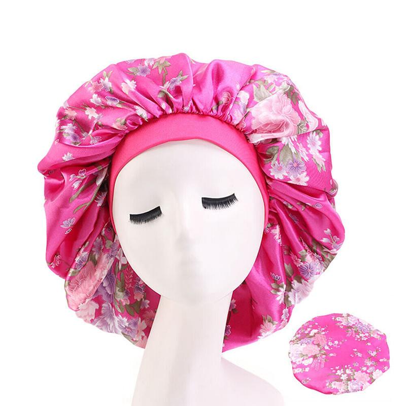 Extra Large Long Hair Care Satin Bonnet Cap Night Sleep Hat Head Wrap Cover Shower Silk