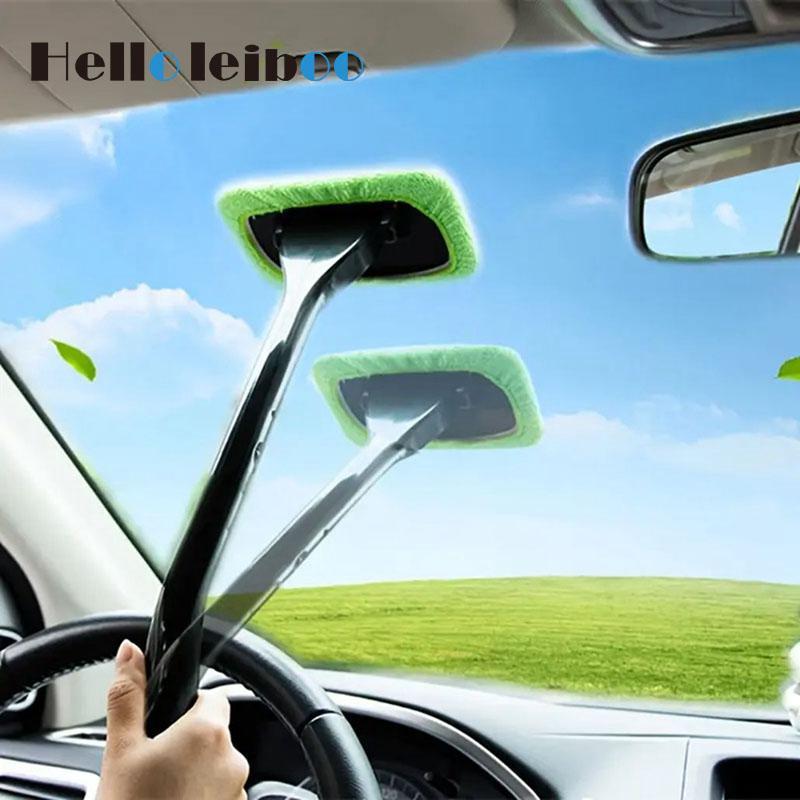 Car Windshield Cleaning Brush, Long Handle Car Glass Cleaning Brush, Wet and Dry Wipe Glass Cleaning Brush, Car Cleaning Tool, Perfect Car Accessories