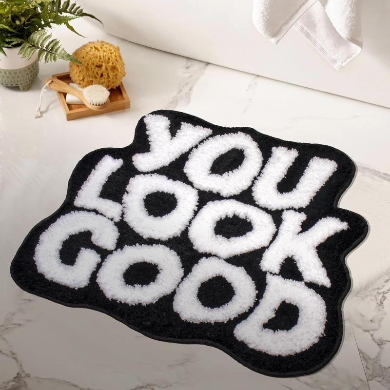 You Look Good Bath Mat Black Bathroom Rugs Funny Cute Bath Rugs Non Slip Microfiber Plush Preppy Small Cool Shower Rug Washable Absorbent Floor Mat for Bathtub Sink 25