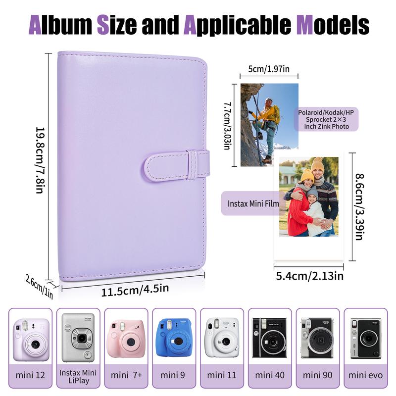 108 Pockets Mini Album Compatible with Fujifilm Instax Mini film, Suitable for Instax Mini 12 11 7+ 9 Evo Link 2, 2x3