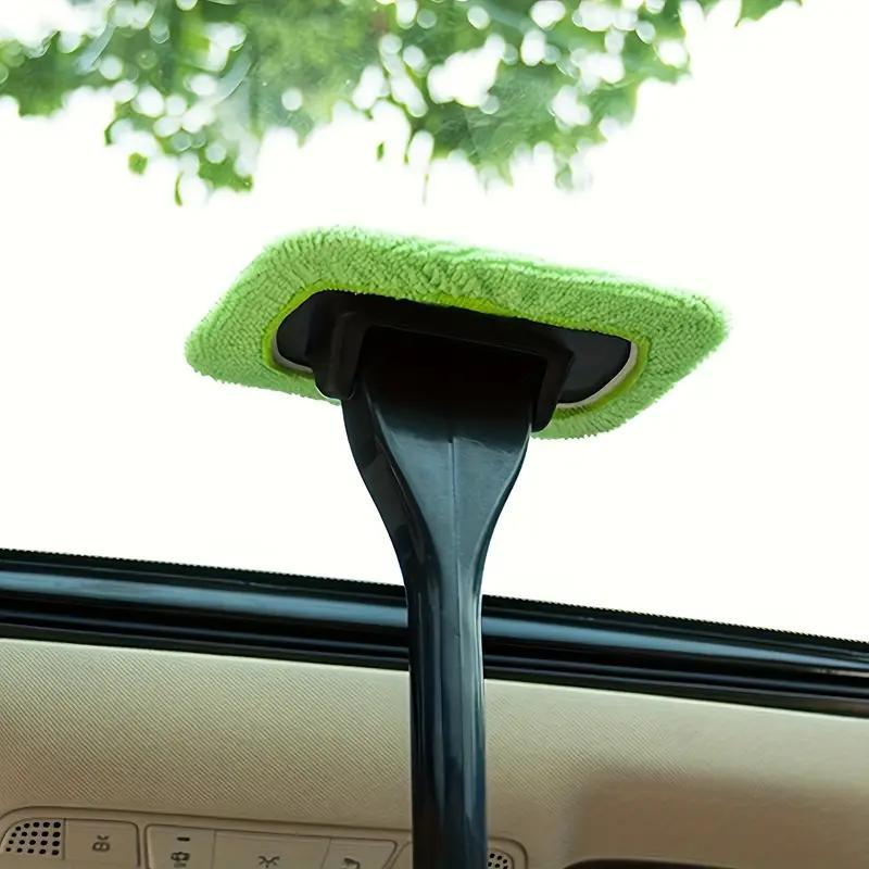 Car Window Cleaning Brush Kit, Including 2 Long Handle Windshield Brush & 2 Car Wash Gloves, Car Window Brush & Gloves Set