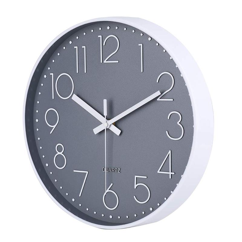 12 Inch Silent Non-Ticking Battery Operated Quality Quartz Round Wall Clock Modern Decor Clock for Home Office Bedroom,Traditional Glass and Plastic Wall Clock