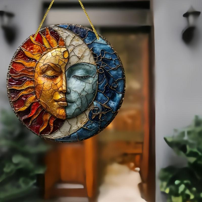 Sun & Moon Design Hanging Decor, 1 Count Acrylic Hanging Ornament, Hanging Decor for Home Garden Yard House, Gift for Family and Friends